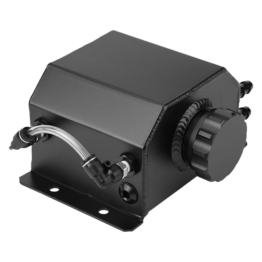 Aluminum Alloy Engine Oil Reservoir Oil Breathable Pot Exhaust Gas Catch Filter Tank Black