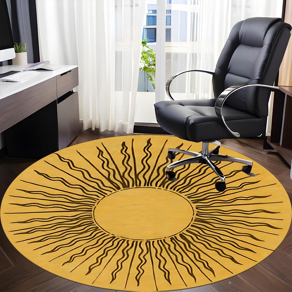 1PC Sunburst Pattern Chair Carpet for Office, Indoor Non-Slip Washable Carpet, Soft Comfortable Mat For Office Room yy250930312