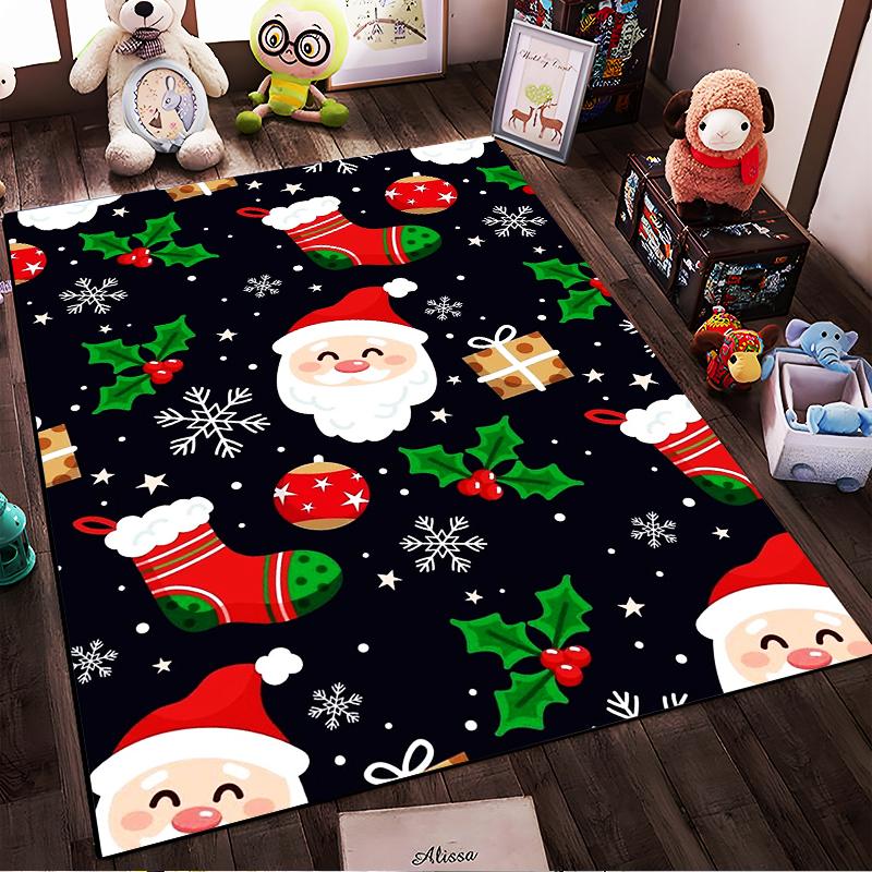 Santa Pattern Christmas Rug Non-slip rug suitable for living room and bedroom sofas