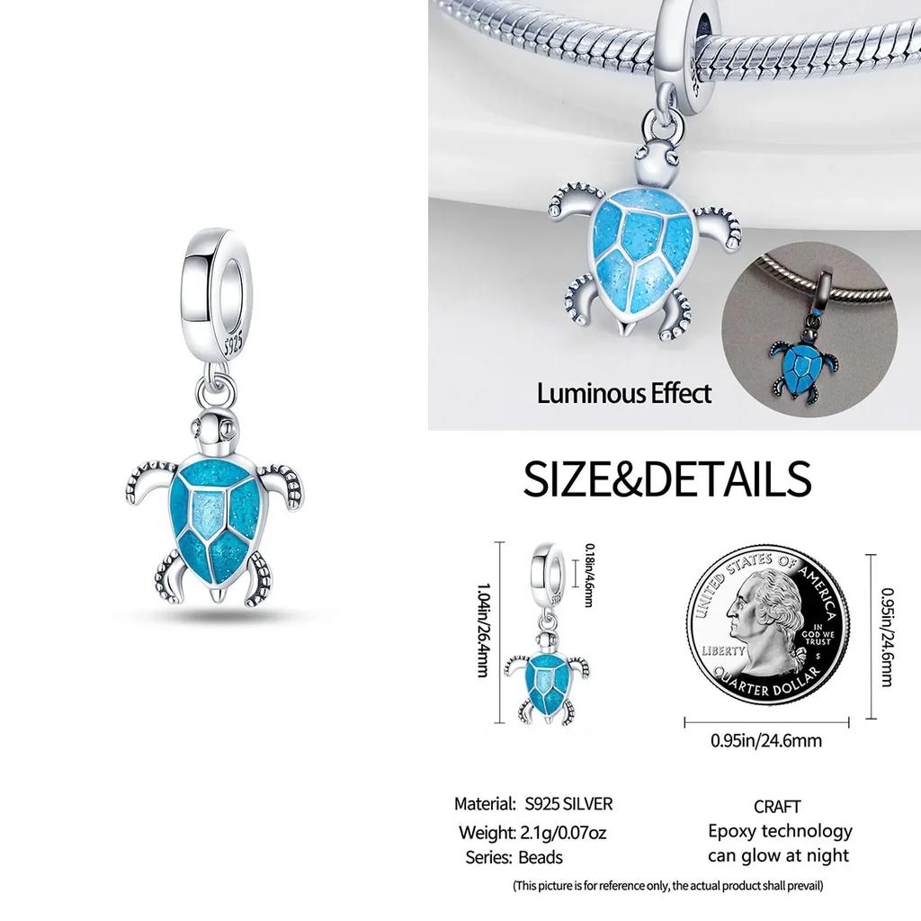 Colorful Copper Blue Glow-In-The-Dark Murano Princess Glass Beads Fits Original Bracelet Jewelry Set Accessories