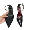 Mode Sexy Spitzschuh High Heel Damen Schuhe Elegant Knöchelriemen Lackleder Stilettos Luxus Abschlussball Hochzeiten Brautpumps für Damen