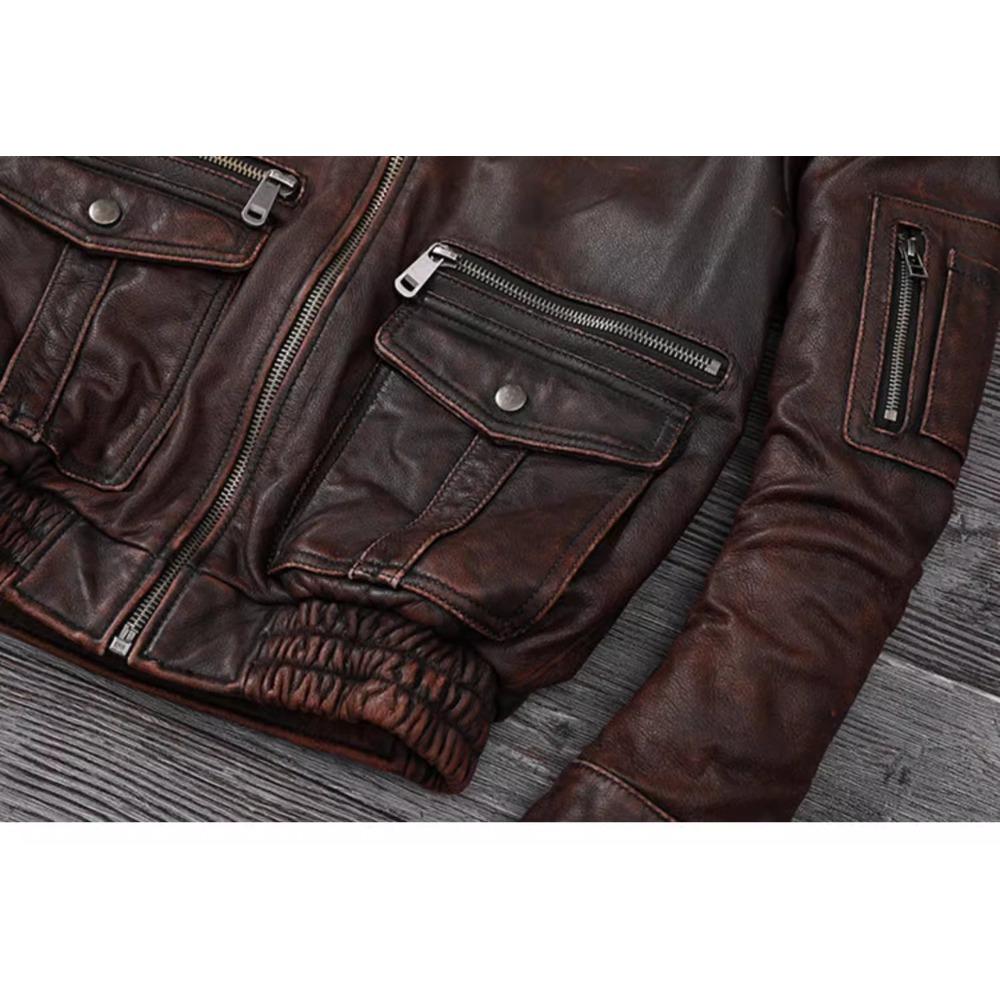 Chinese Size Vintage Genuine Leather Jacket Men Real Cowhide Air Force Flight Suit A2 Pilot Jacket Bomber Jacket
