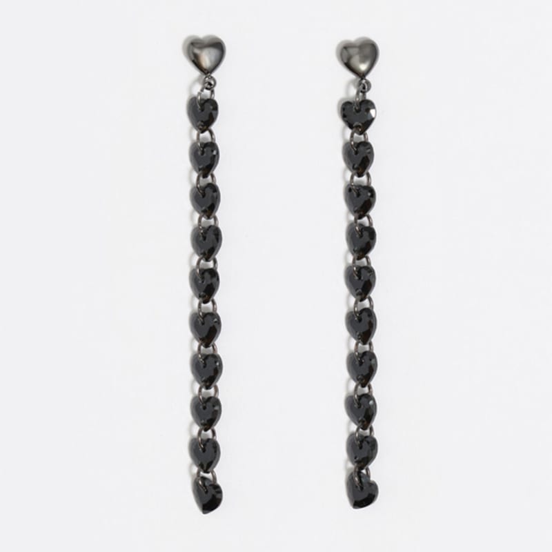 BIMBA Y LOLA [25FW] BIMBA Y LOLA Black Heart Crystal Earrings B256AIW013BKF