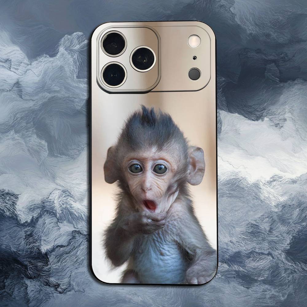 Cute Funny Monkey For iPhone 12,14,13,15,8,7,16,11,17,X,Mini,Plus,Pro,XR,SE,XS,Max,Soft Silicone Black Case