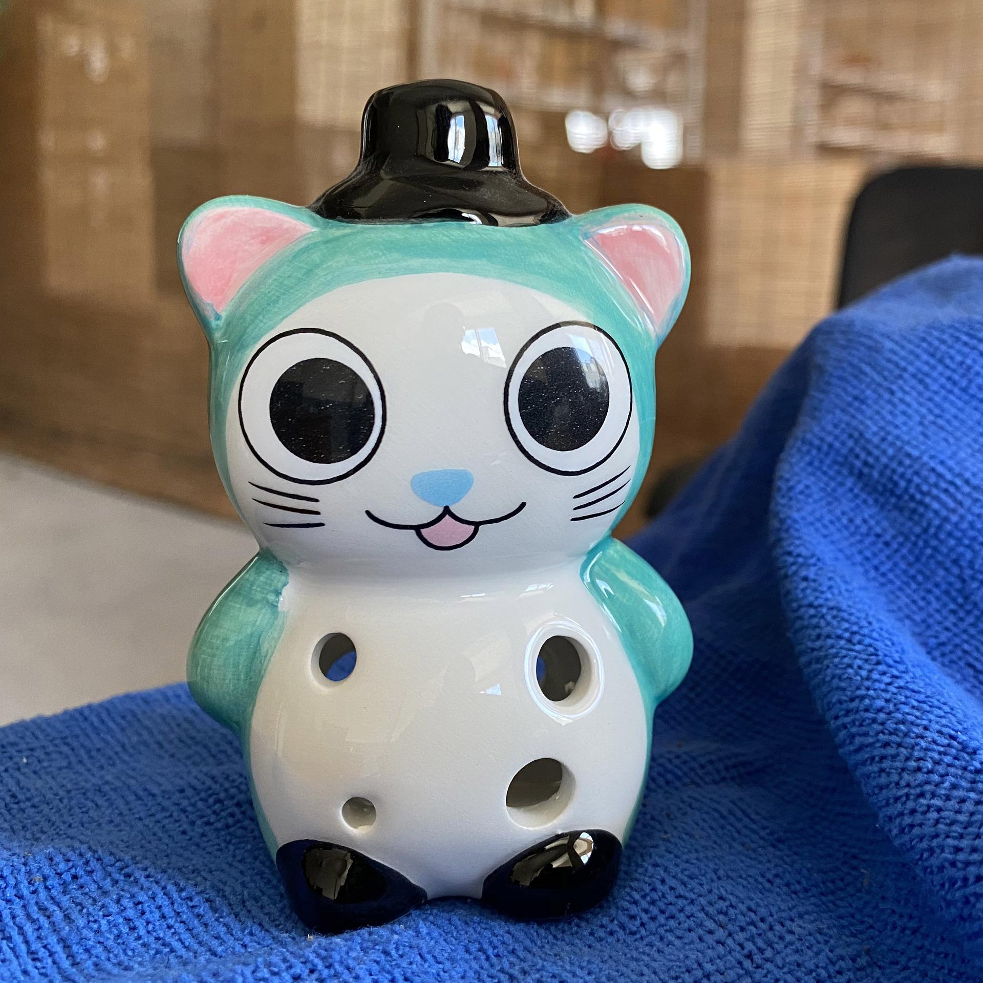 

Окарина в стиле кошки Маленькая 6 отверстий Альт C Керамическая окарина Музыкальный инструмент с шейным шнурком Аксессуары для любителей музыки Начинающих