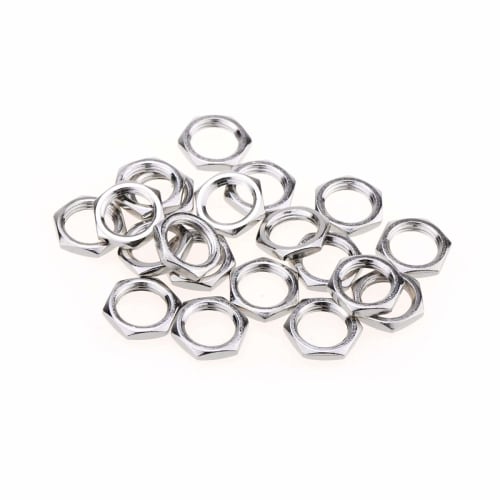 Musiclily Pro Pot/Jack Nuts, Inch Size, Nickel (Pack of 20)