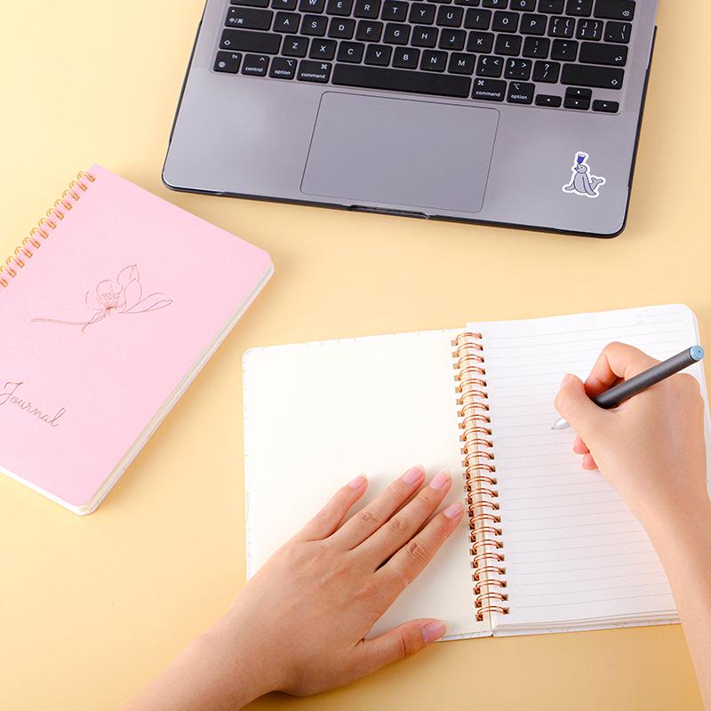 A5 Spiral-Bound Leather Notebook, Comfortable Grip, Thick Pages, Simple Office Stationery