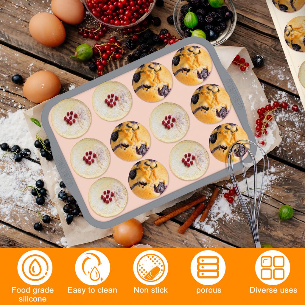 2/3Pcs Silicone Cake Mold 6/12 Holes Baking Tray Non-Stick Muffin Mould Foldable Cupcake Baking Tin DIY Cake Kitchen Accessories