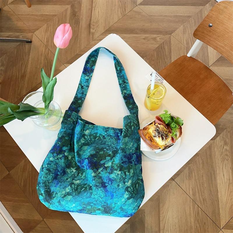 1 floral women's bag fashionable canvas bag large capacity crossbody armpit bag casual shoulder bag