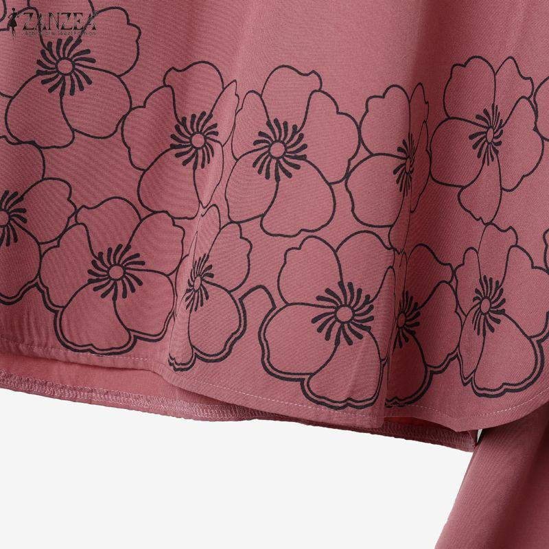 ZANZEA Women Long Sleeve Print Blouse and Long Skirts Muslim Two Piece Suit Sets