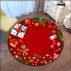 Merry Christmas Snowflake and Christmas Santa Claus Soft Shaggy Round Area Rug Living Room Bedroom Non-slip Floor Mat
