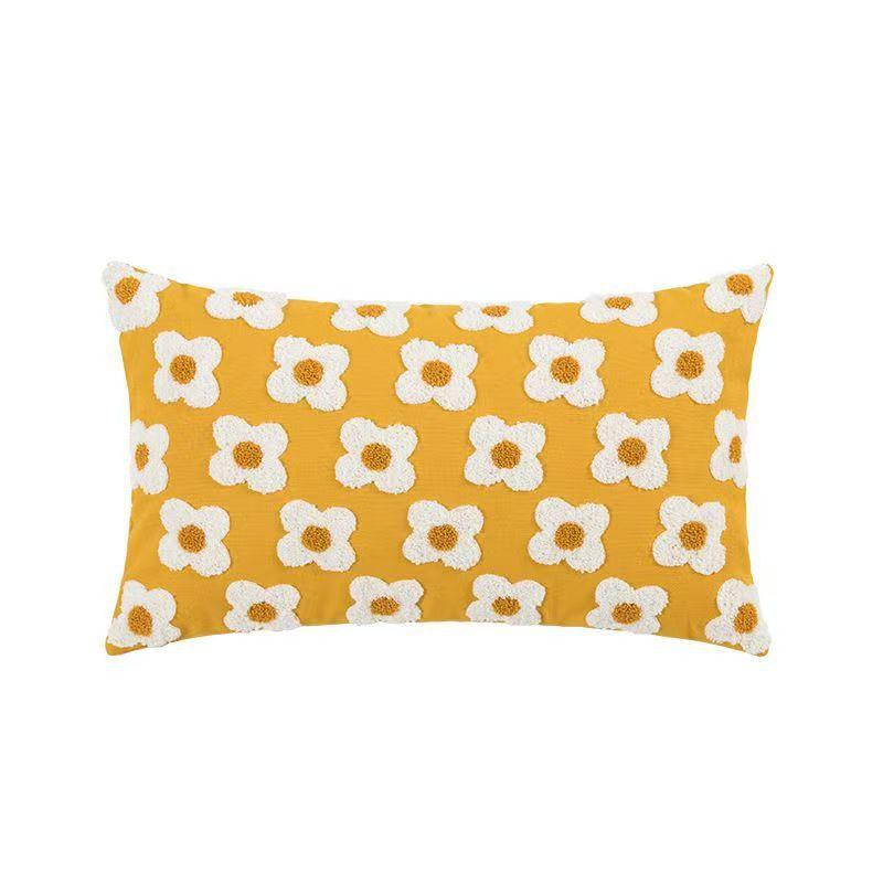 Fresh Daisy Flowers Sofa Pillow Case Ins Style Living Room Sofa Waist Pillow Sleeping Pillow Cushion Bedside Cushion