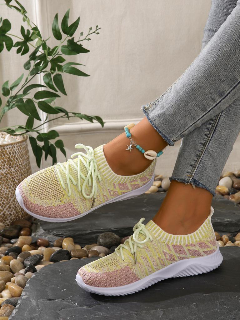 2025 autumn new sports shoes light lace-up fabric round head solid color single shoes low-top socks women's shoes