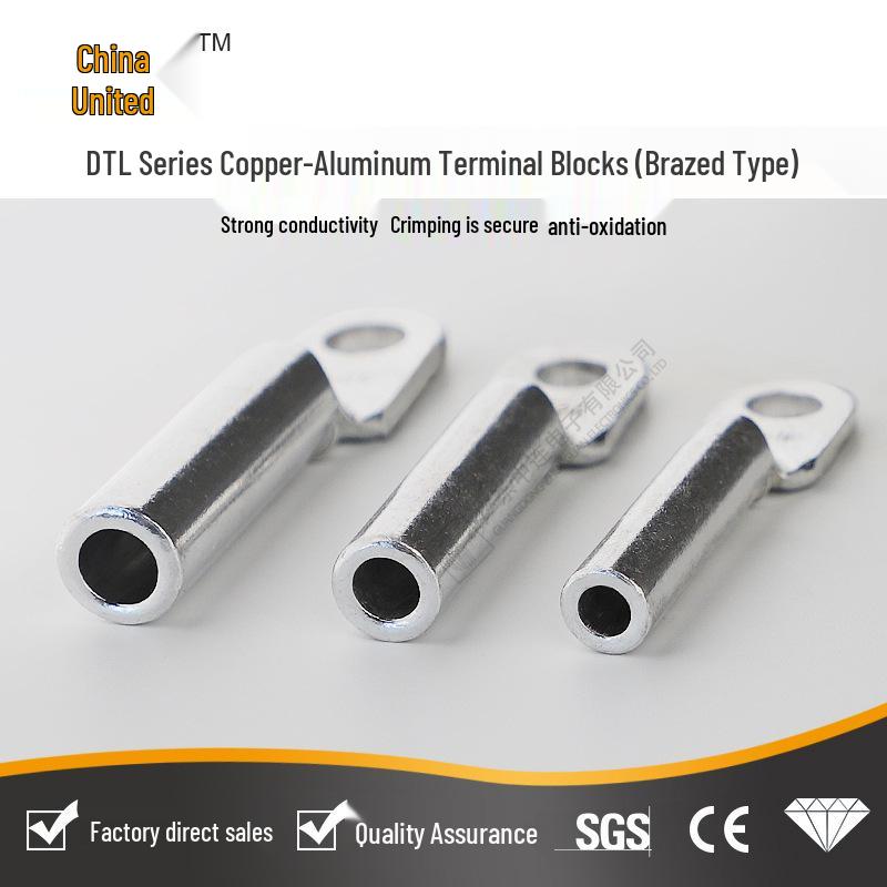 DTL Copper-Aluminum Brazed Wire Terminals, Single Hole, 10~400mm², Tinned Purple Copper Lugs