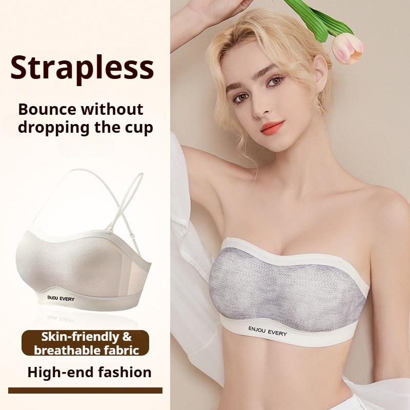 Bezszwowe Odpinane Ramiączka Antypoślizgowy Biustonosz Damski Przylegający Oddychający Zbierający Zapobiegający Opadaniu Miękki Podtrzymujący Bielizna