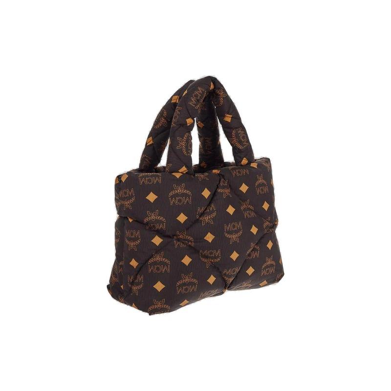 MCM Maxi Monogram Letter Print Pattern Printed Tote Handbag Black MWTDABO15BK001