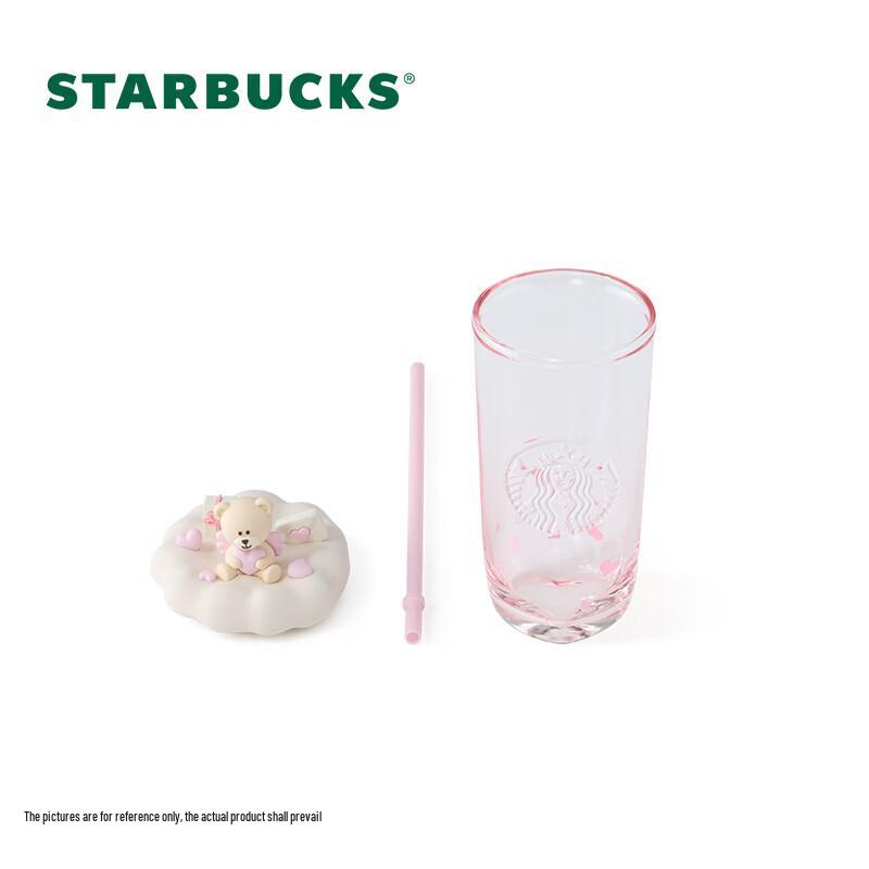 Pahar Tumbler Starbucks cu pai din sticlă în formă de inimă