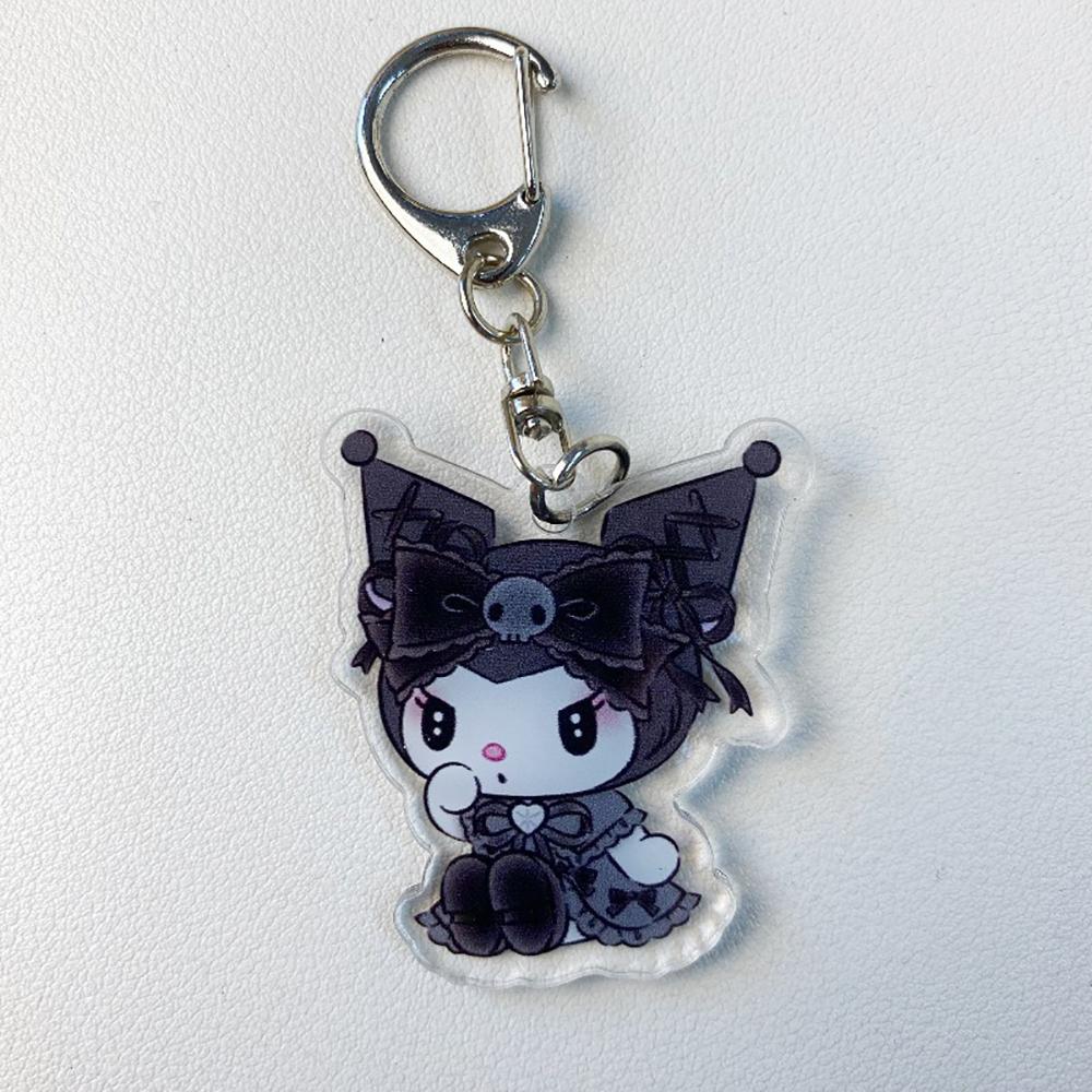 Sanrio Kawaii Kuromis Melodys Gothic Dark Style Keychain Accessories Couple Cartoon Acrylic Pendant Backpack Decoration Kdis Toy