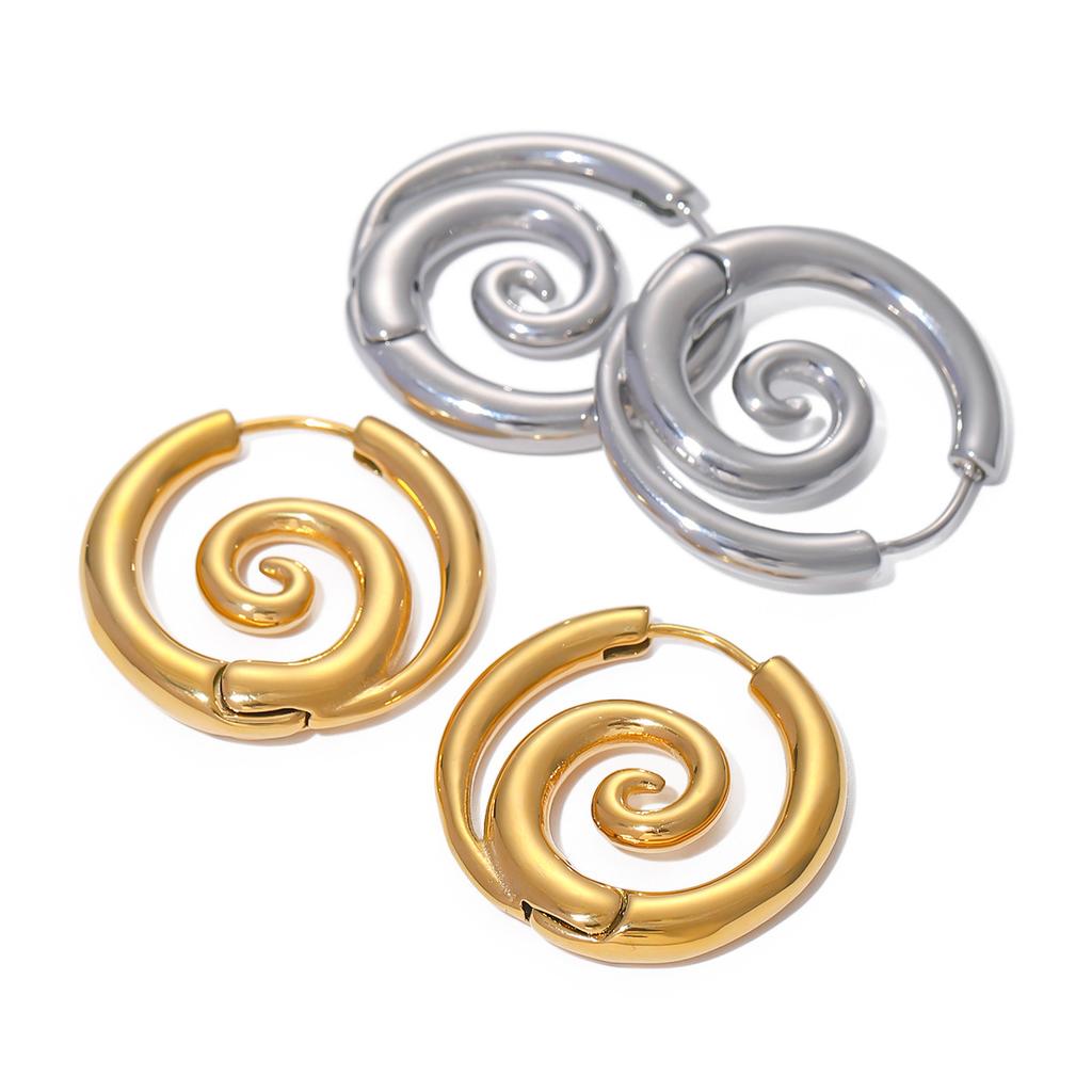 Designer Style Personality Twist Spiral Hoop Earrings Stainless Steel Mosquito Coil Shaped Circle Accessories Huggies Jewelry