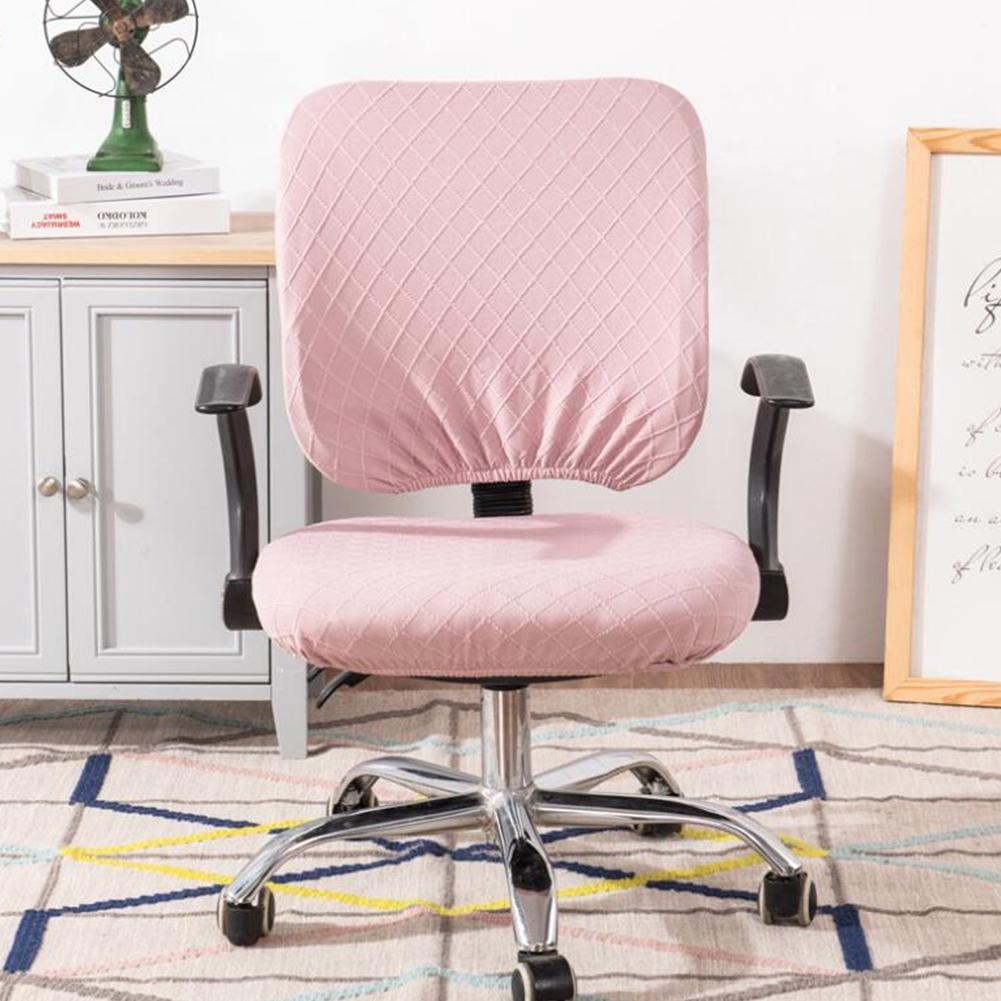 1 Set Split Chair Cover Pink Office Elastic Swivel Chair Covers Backrest Cover Cushion Cover