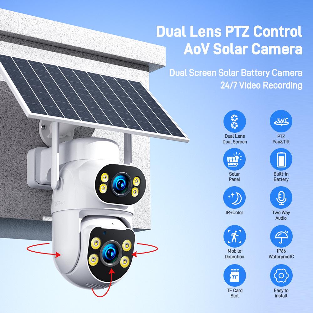4G Solar Dual-Lens 360° Panoramic HD Night Vision Wireless WiFi Camera