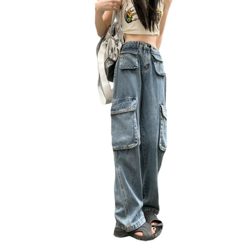 Dámské Retro Wide-Leg Workwear Jeans větší velikosti