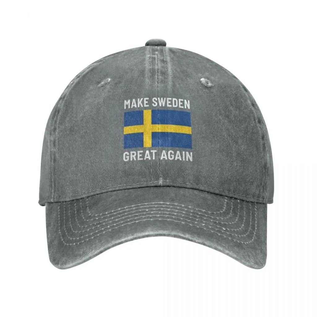Make Sweden Great Again Sport Retro Denim Washed Baseball Caps Men Cowboy Activities Hats Hiking Peaked Cap