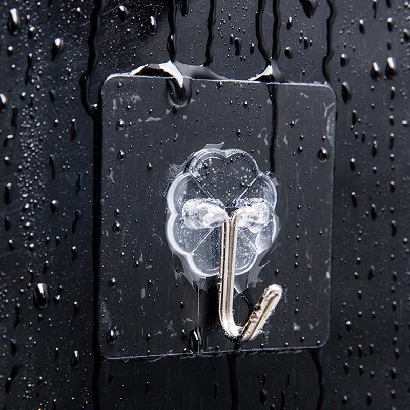 Transparent Wall-Mounted Adhesive Hooks for Bathrooms - Traceless, Self-Adhesive, Punch-Free Design
