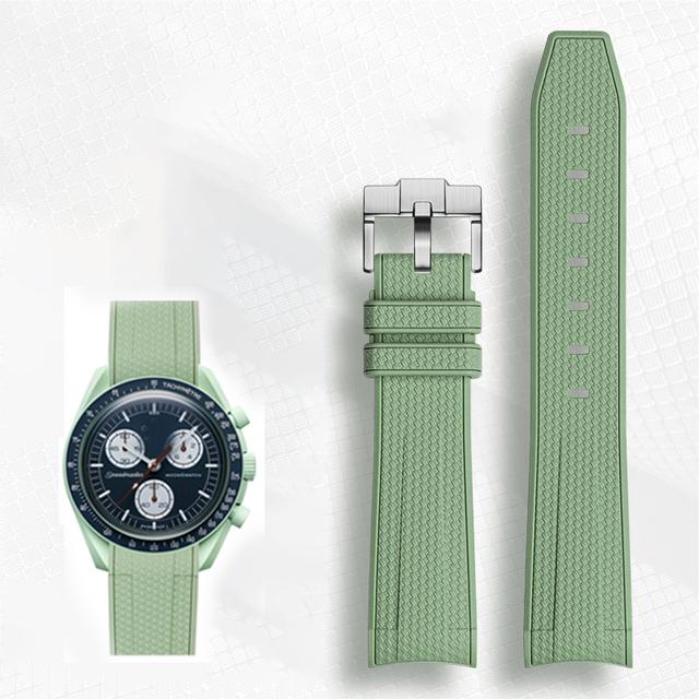 Cinturino Avanzato in Gomma per Orologi Rolex Omega X Swatch Joint MoonSwatch Constellation Sports Cinturino da 20mm Banda con Estremità Curva