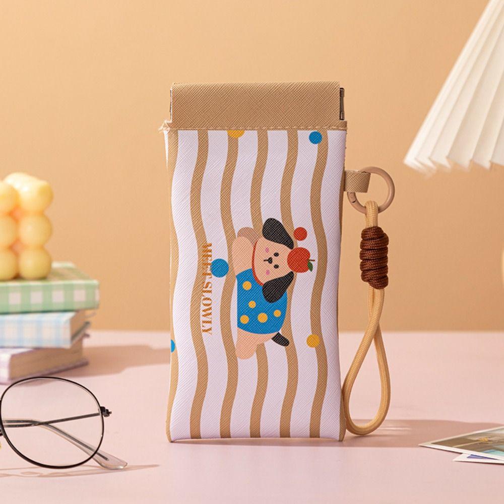 2Pcs Cartoon PU Leather Glasses Bag Waterproof Portable Eyeglass Pouch Cosmetic Bag  Daily Use