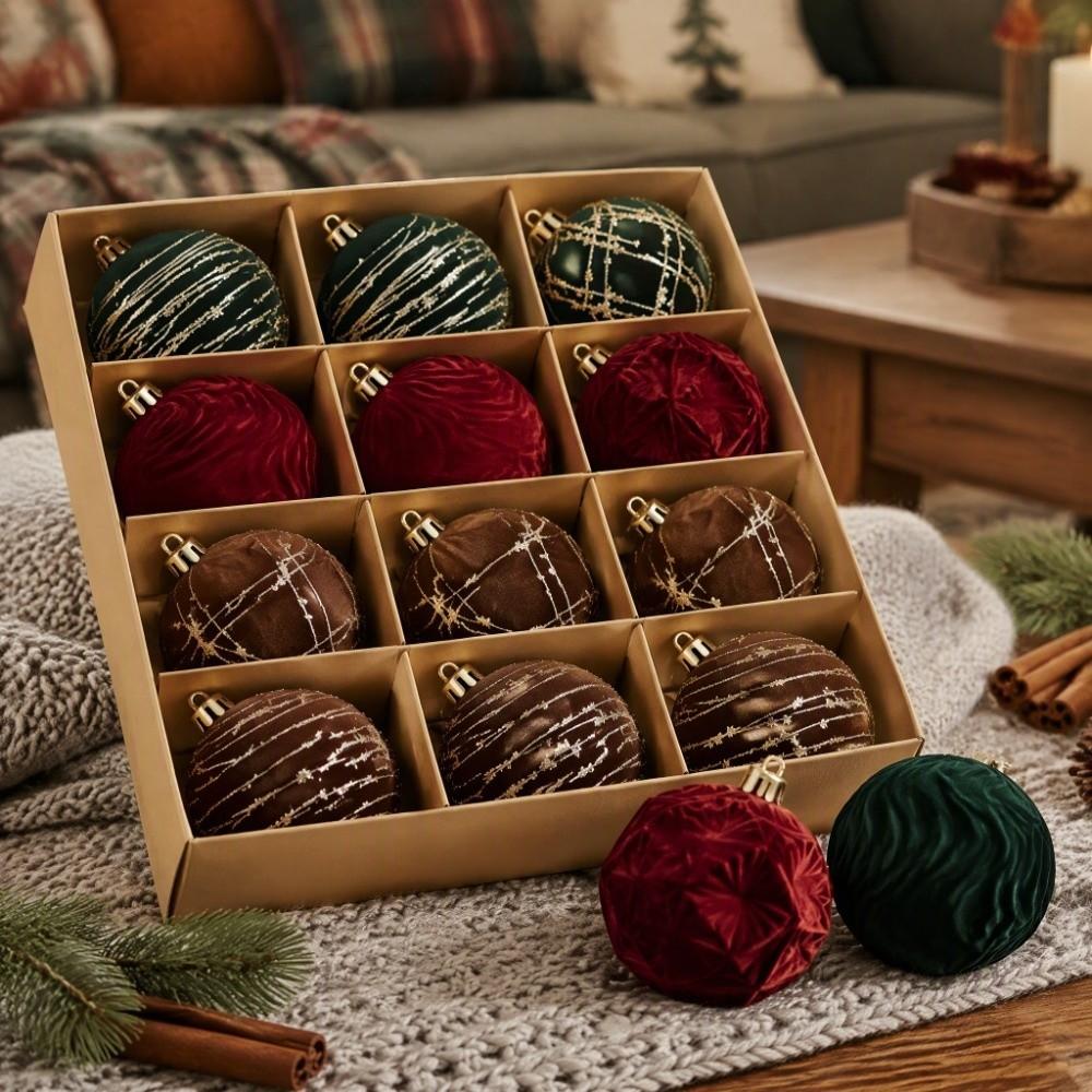 Flocked Christmas Balls Plush Velvet Hanging Ornaments Pendant Christmas Decorations Home Decor