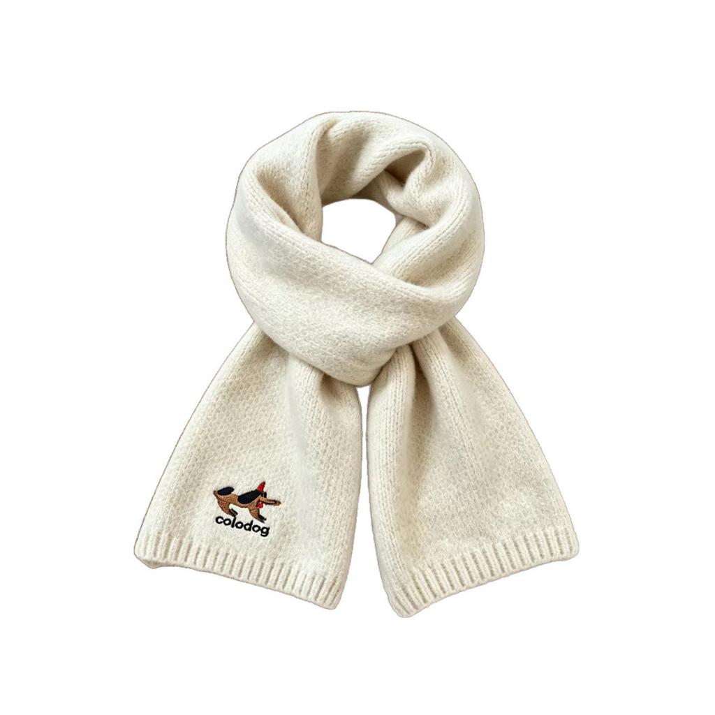 Versatile Cute Puppy Wool Scarf Winter Thickened Warm Day Korean Deer Plush Skin-friendly Knitted Scarf Scarf