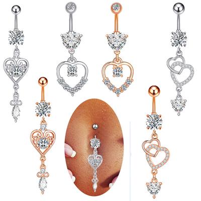 Straniante anello decorativo per ombelico a forma di cuore di pesca in vermiculite con chiodi per ombelico d'amore