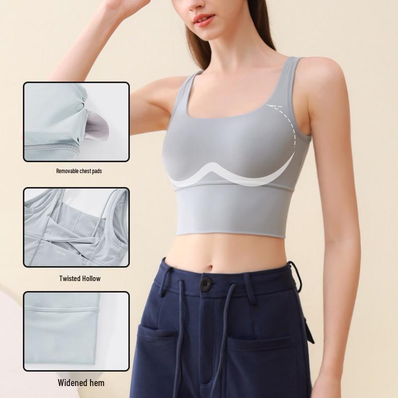 Cross-Back Sports Bra - Full Cup, Breathable, with Chest Pads for Running and Yoga 