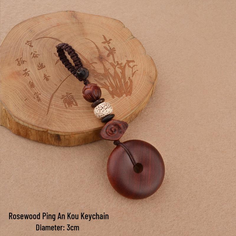 Retro Purple Sandalwood Keychain Pendant: Good Luck Charm for Men and Women.