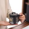 Purple sand teacup with lid filter tea separation cup office cup mug household personal tea cup gift box