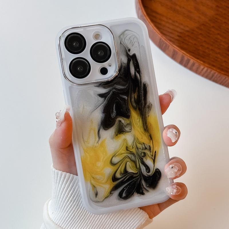 

Чехол с рамкой для объектива с покрытием для iPhone 14 Pro Max 13 12 11, акварельный противоударный мягкий тонкий чехол из ТПУ