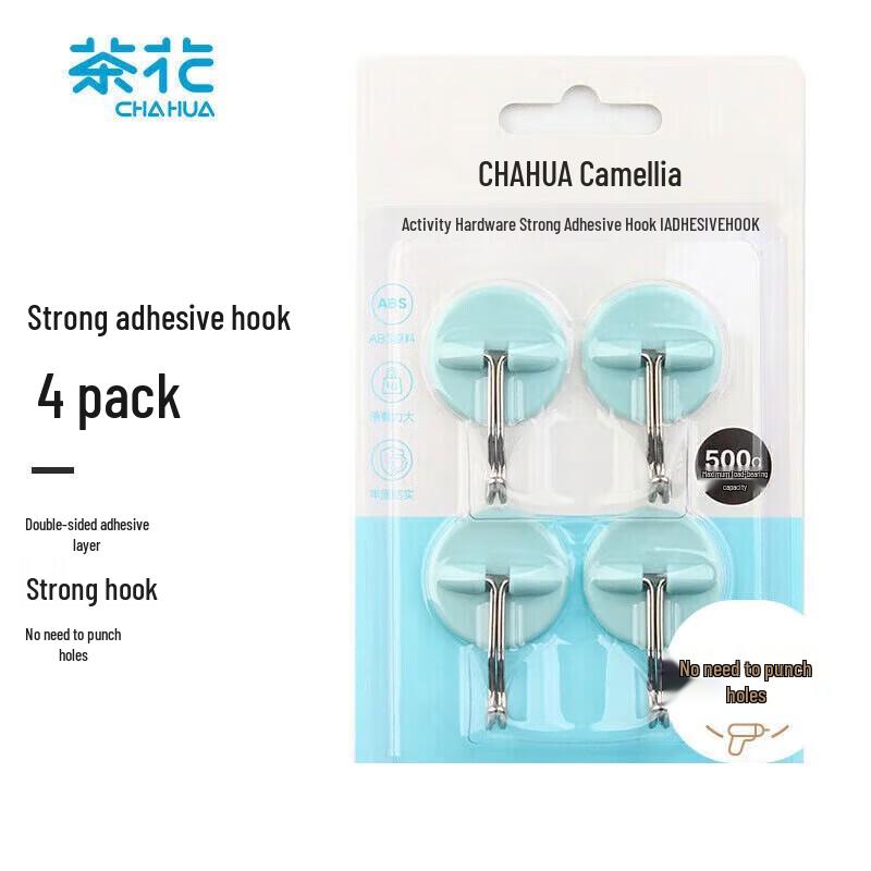 CHAHUA No-Drill Traceless Adhesive Hooks (4-Pack)