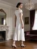 Elegant Haute Couture French Acetate Evening Gown with Draped Neckline