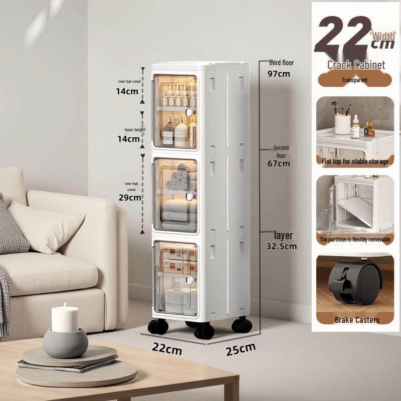 Large Capacity Floor-Standing Dustproof Gap Storage Cabinet for Bathroom