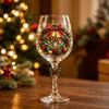 Christmas Wine Glasses Set of 6 Santa Snowman Reindeer Holiday Goblet Gift
