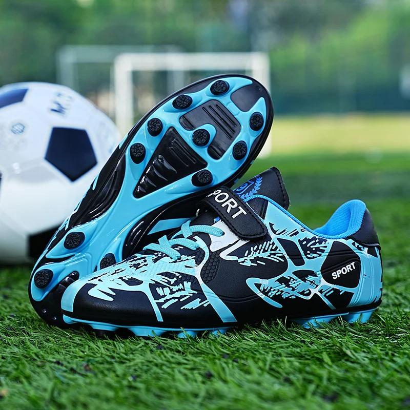 Outdoor Golden Children's Football Training Shoes AG/TF Soccer Cleats Kids Boys Quality Football Boots for Children Futsal Shoes