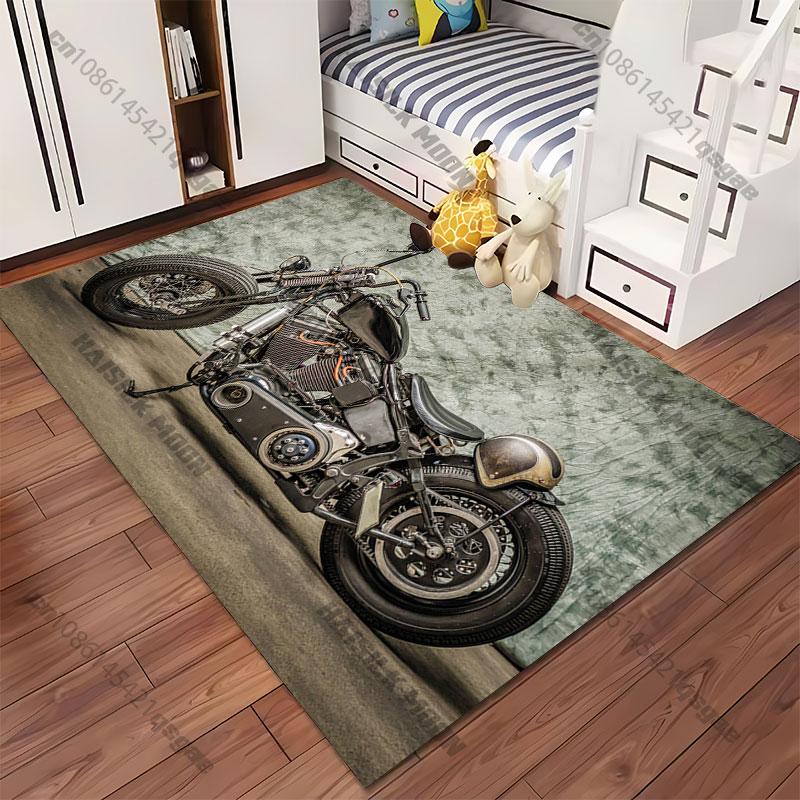 Vintage customized motorcycle design carpet Yoga living room room decor children's crawling mat doormat area rug