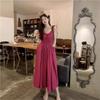 2024 Summer French Rose Spaghetti Strap Sleeveless Dress - Casual, Loose, Slimming