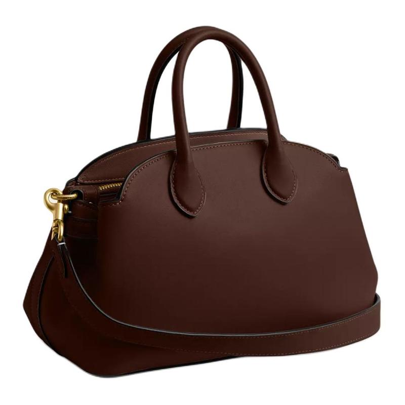 Coach Empire Carryall 26 Logo Zip Closure Leather Crossbody Shoulder Tote Medium Women's Maple