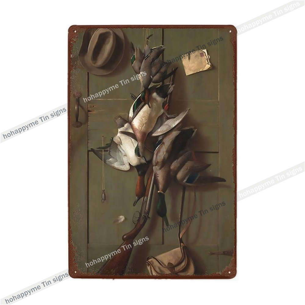 Metallschild im Vintage-Stil, für Männerhöhle, Blechmalerei, Poster, Jagdhunde, Hirsche, Retro-Wandkunst, Eisenplatten, Dekoration, Plakette, 20 x 30 cm