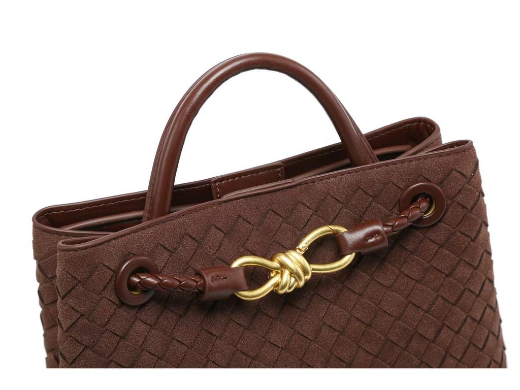 2024 Autumn/Winter Frosted Woven Crossbody Tote with Metal Butterfly Buckle for Women