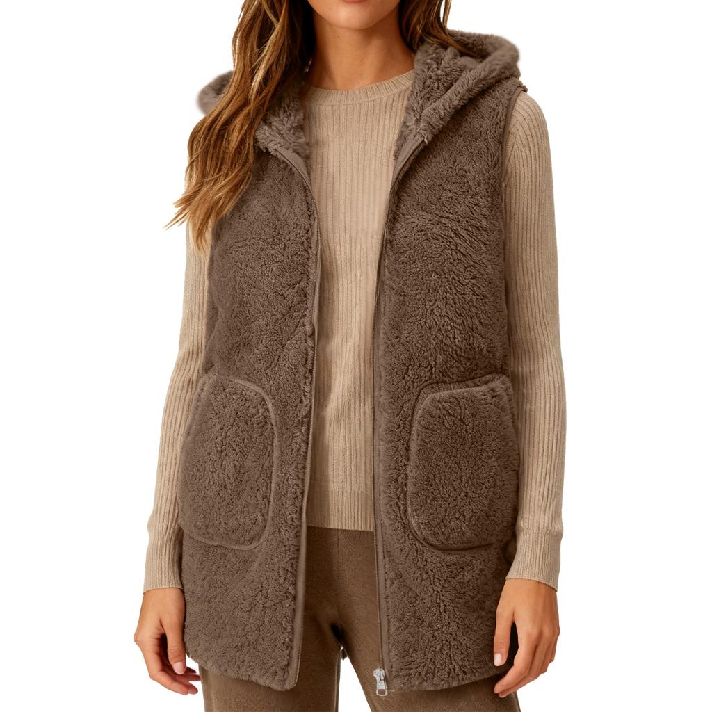 Women's Fall And Winter Temperament Double-Sided Coral Velvet Thickened And Padded Warm Plus Size Waistcoat Vests