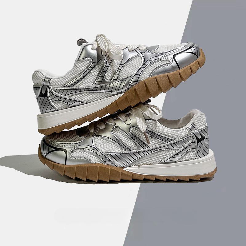 

Кроссовки женские с сетчатой толстой подошвой Ins Tide Summer Lightweight Breathable Soft Bottom Running Shoes 40 хаки