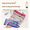 Nylon Pencil Case Simple Rainbow color Mesh Document Bag Multicolor Zipper Stationery Bag Storage Bag Office School Supplies